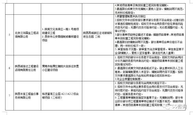 工程造價咨詢、招標代理企業(yè)問題列表